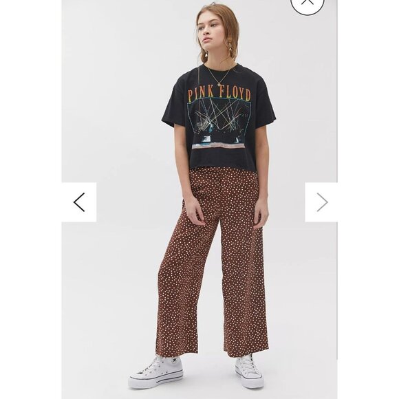 Urban Outfitters Pants - Urban Outfitters Olympia Satin Wide Leg Pants Women’s XS Brown White Polka Dot